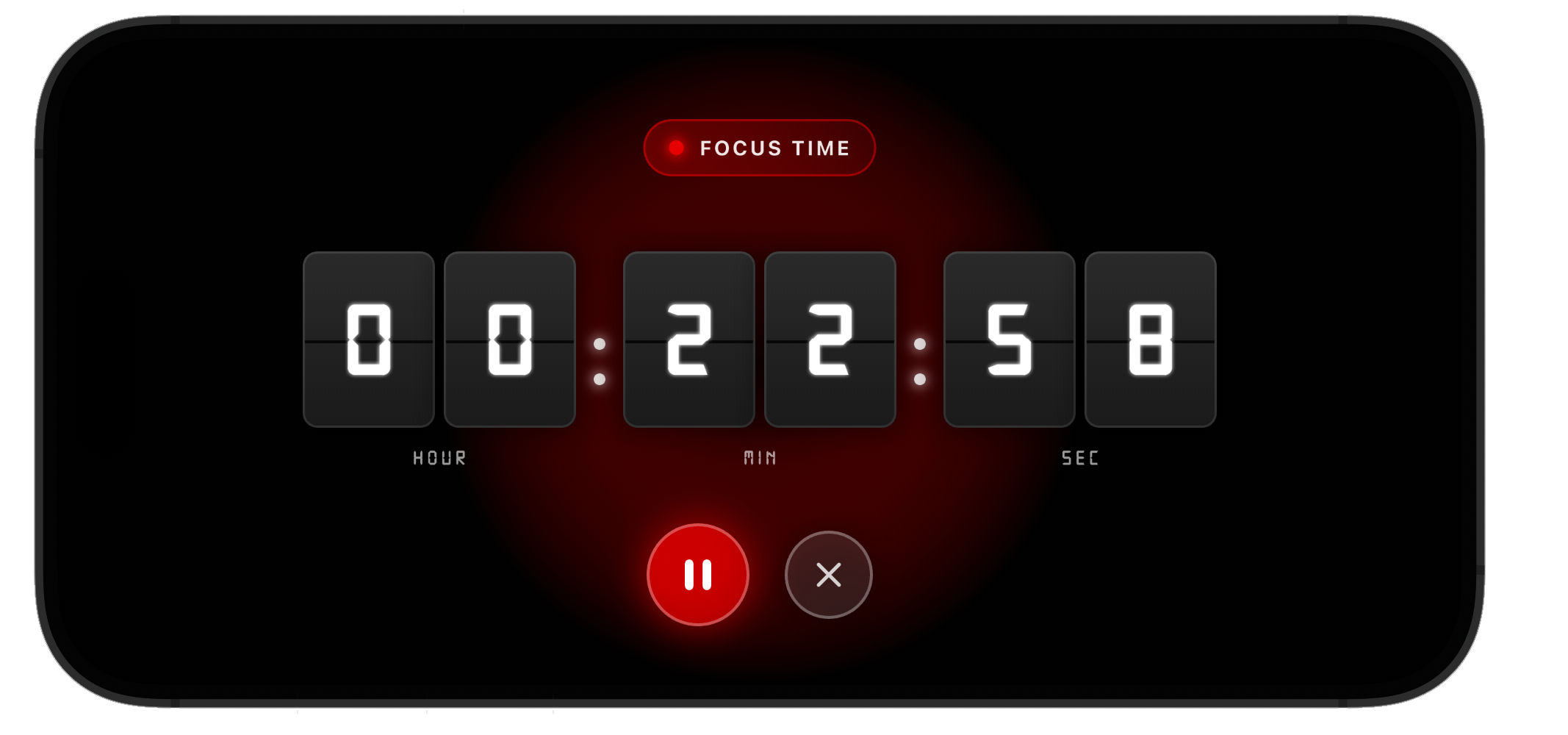 Full screen focus timer